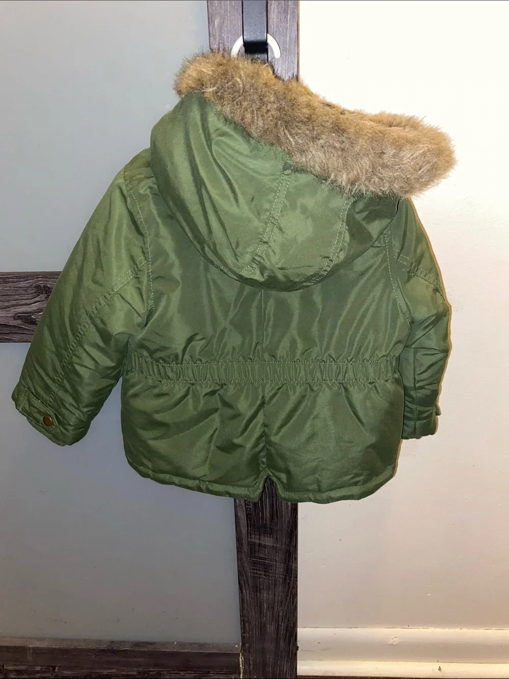 Carter's Olive Green Puffer Jacket Faux Fur Hood Kids Winter Coat